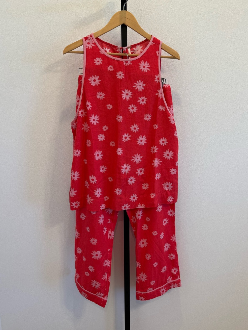 NWT Free People Charlie Set Red Poppy Print Sz 8 Boho Vacay Resortwear Summer